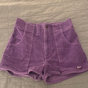 High Waist Purple Corduroy Women's Shorts